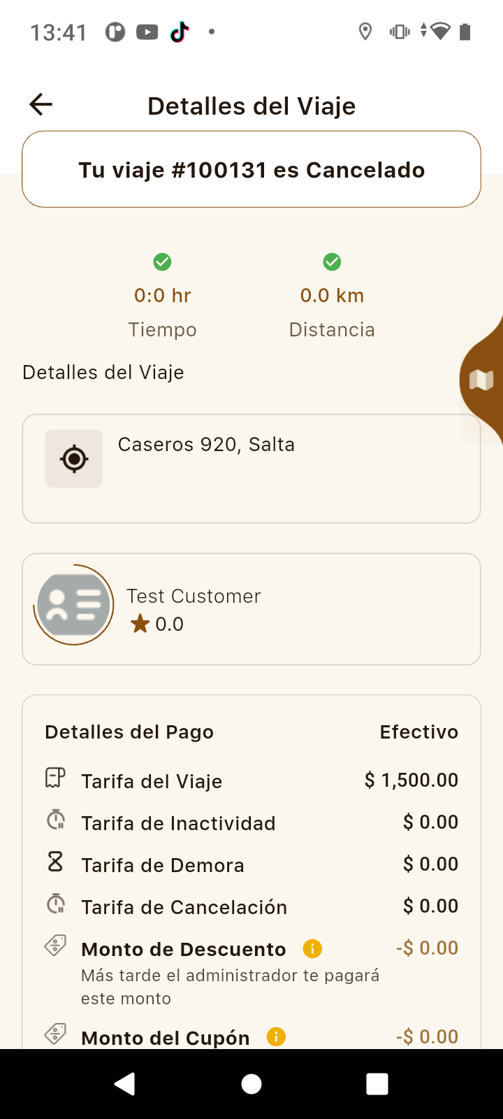 TaxiExpress Driver viaje real