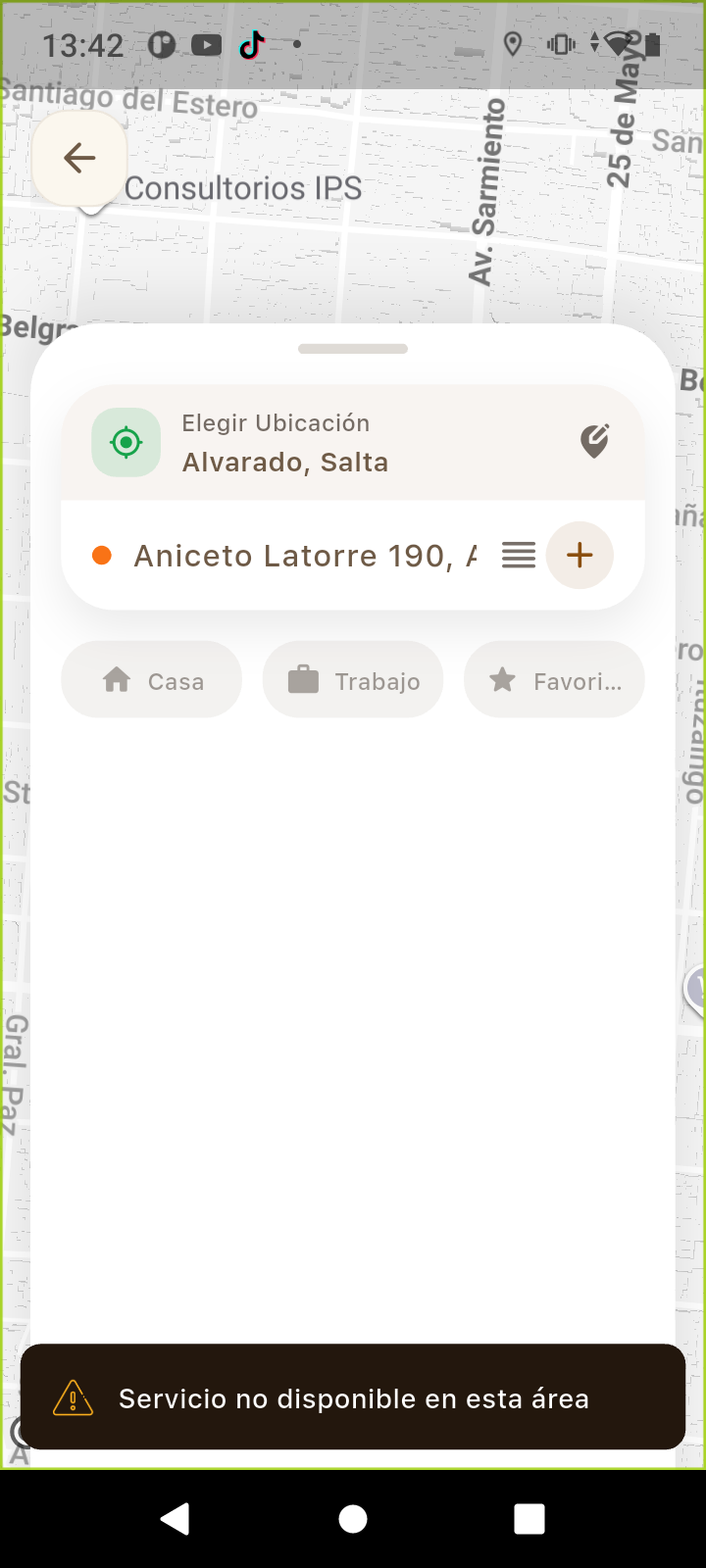 TaxiExpress User destinos recientes