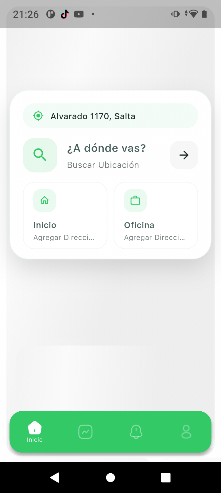 TaxiExpress User Home demo real