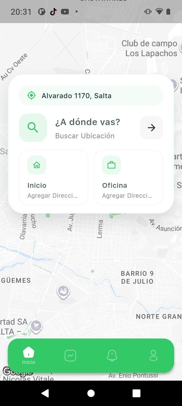 TaxiExpress User Home real